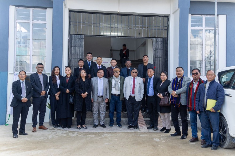 Chief Justice (Acting) Lanusungkum Jamir with other officials during the inauguration ceremony of the newly constructed District Court Complex in Tuensang on January 16. (Morung Photo)